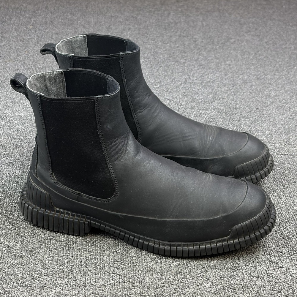 Camper Pix Chelsea Boots Mens EU 45 US 11.5 Black Premium Leather Chunky Pull On